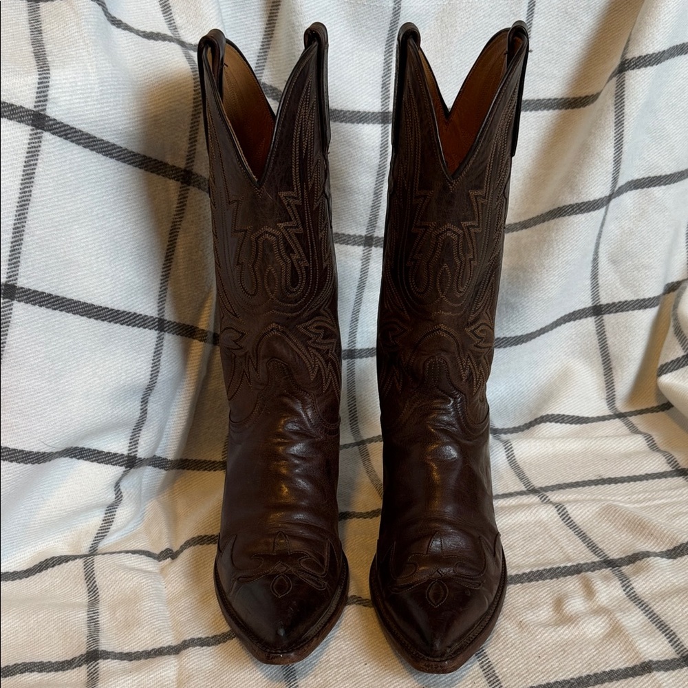Lucchese Classics Men’s Leather Cowboy Boots in Rich Brown 8 - Picture 14 of 15